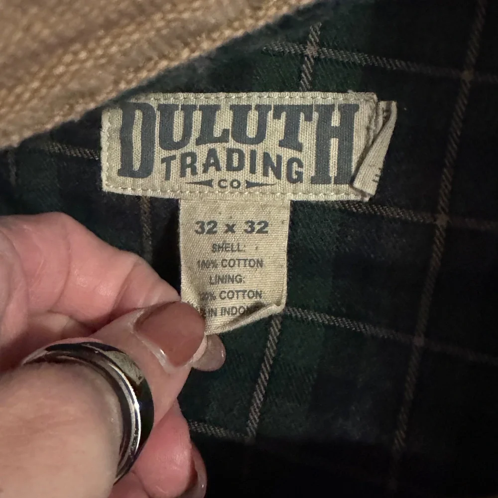 Duluth Trading Co Flannel Lined Fire Hose Canvas Pants Brown 32x32 Workwear Mens